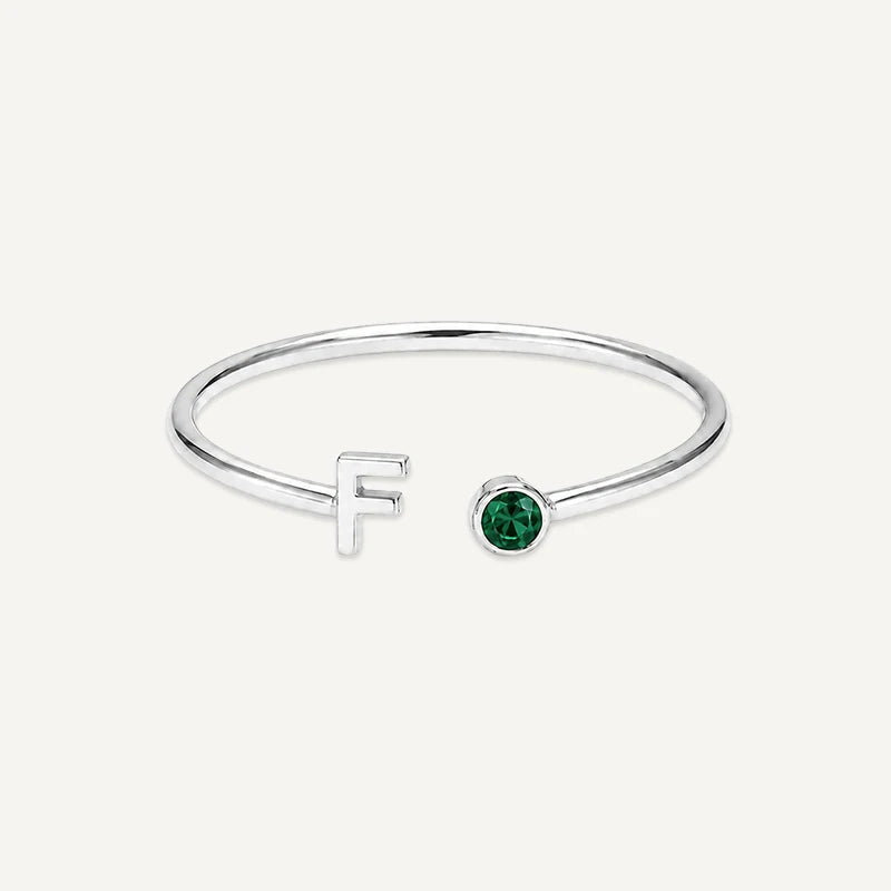 Bague Initiale avec Pierre de Naissance Argent F