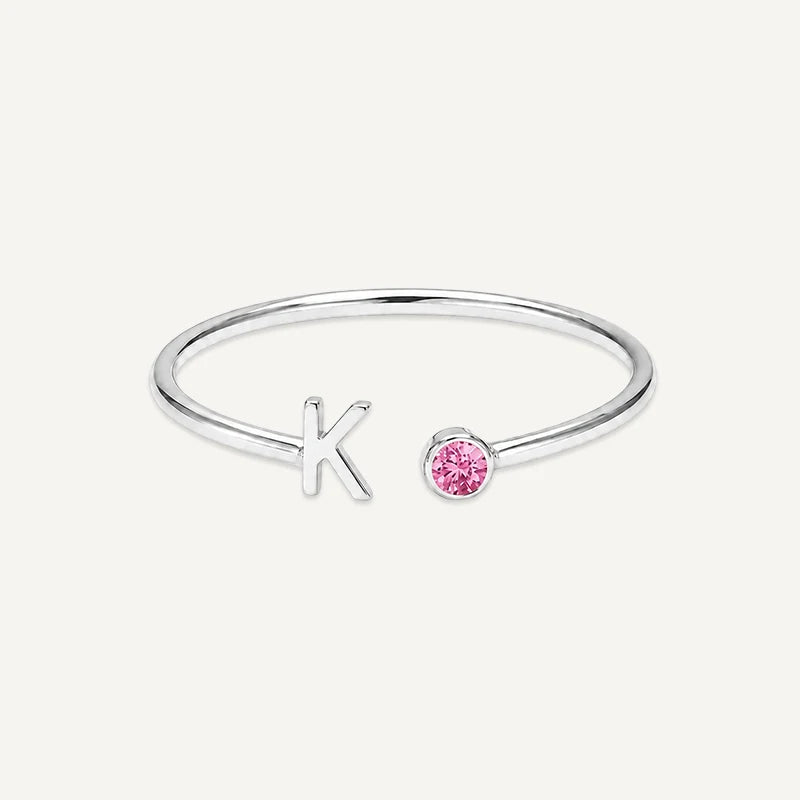 Bague Initiale avec Pierre de Naissance Argent K