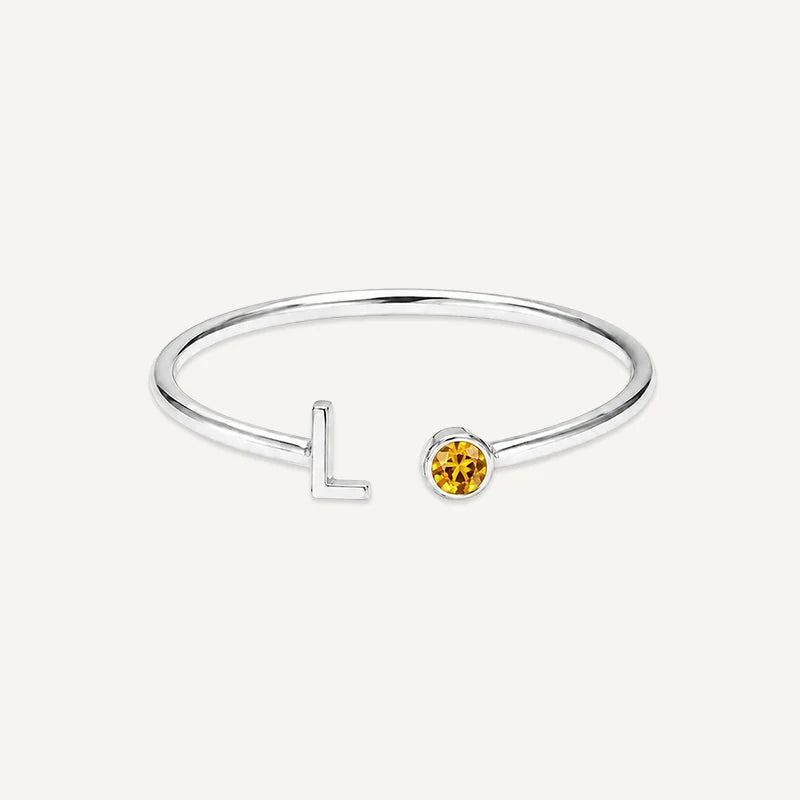 Bague Initiale avec Pierre de Naissance Argent L