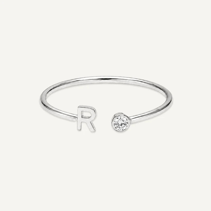 Bague Initiale avec Pierre de Naissance Argent R