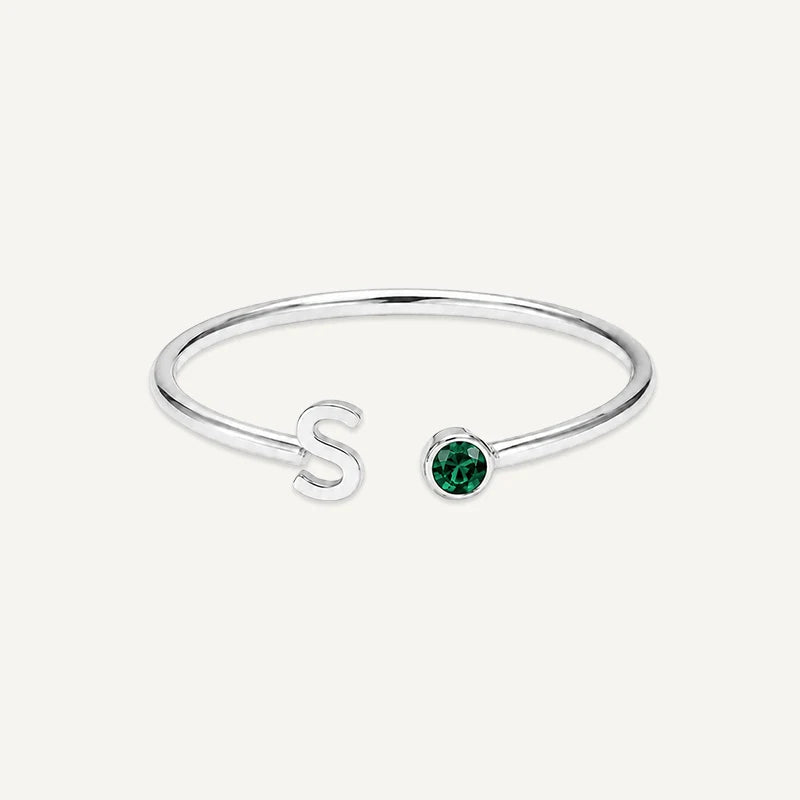 Bague Initiale avec Pierre de Naissance Argent S
