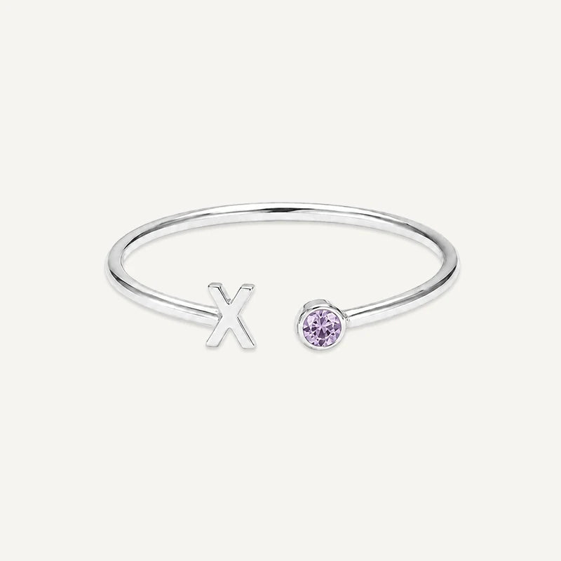 Bague Initiale avec Pierre de Naissance Argent X