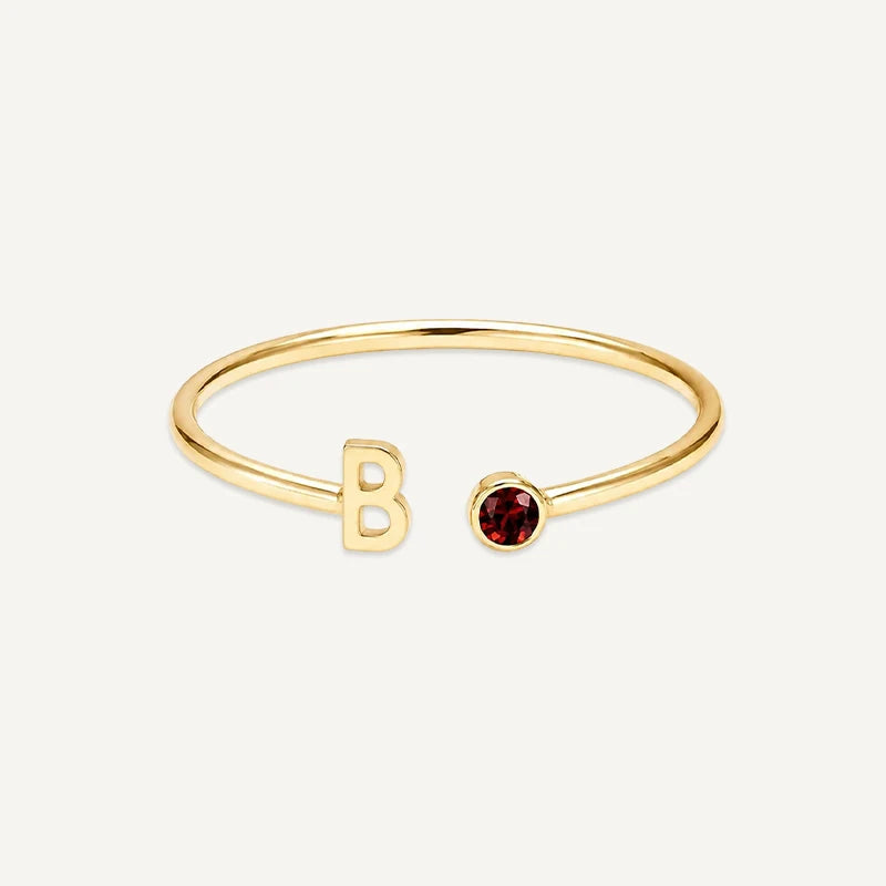 Bague Initiale avec Pierre de Naissance Or B