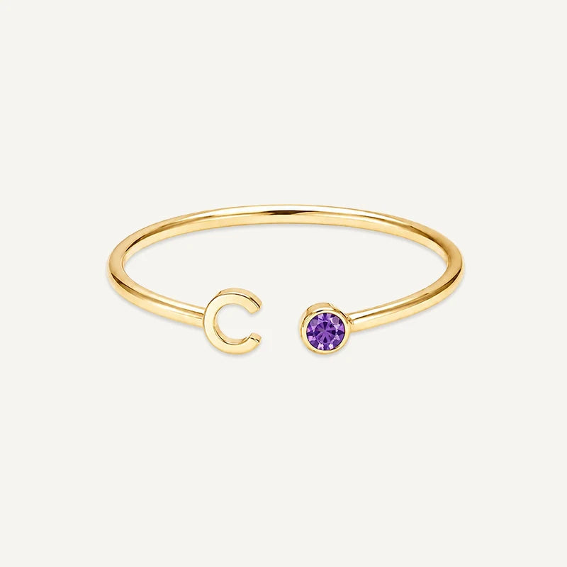 Bague Initiale avec Pierre de Naissance Or C