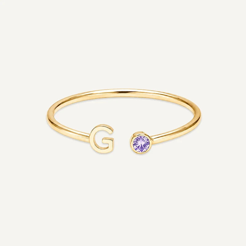 Bague Initiale avec Pierre de Naissance Or G