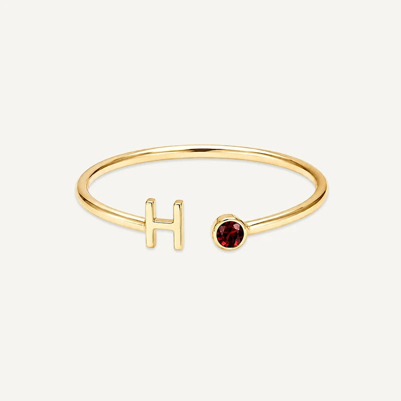 Bague Initiale avec Pierre de Naissance Or H