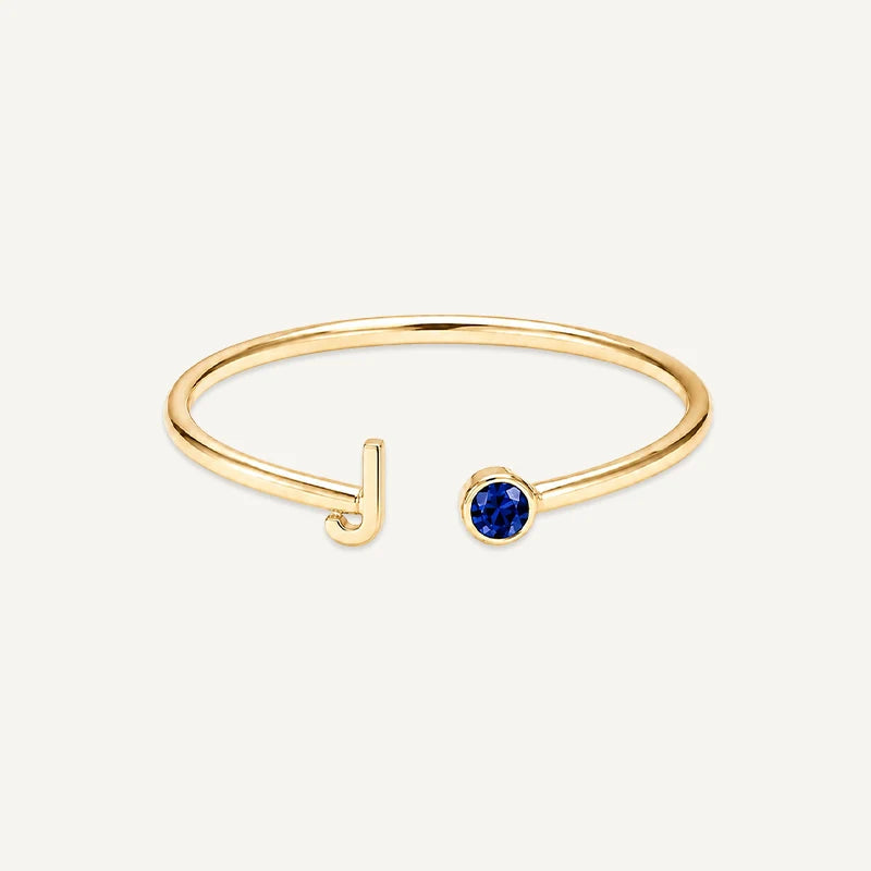 Bague Initiale avec Pierre de Naissance Or J