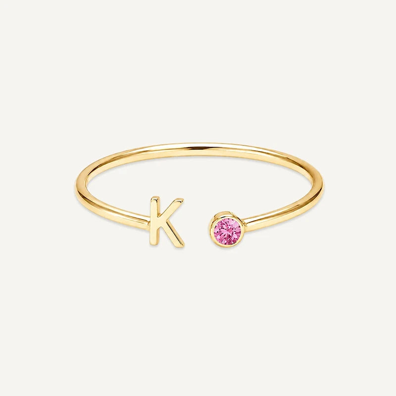 Bague Initiale avec Pierre de Naissance Or K