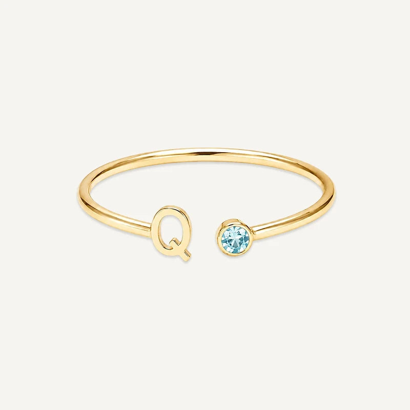 Bague Initiale avec Pierre de Naissance Or Q