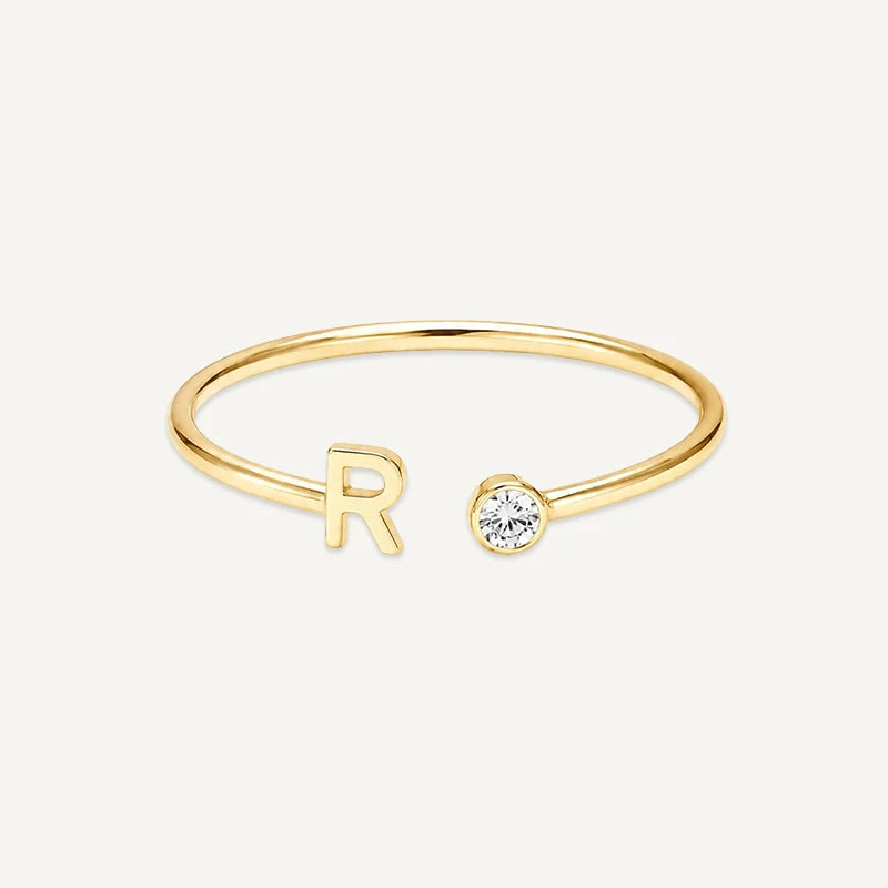 Bague Initiale avec Pierre de Naissance Or R