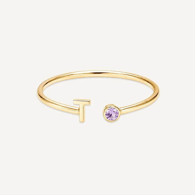Bague Initiale avec Pierre de Naissance Or T