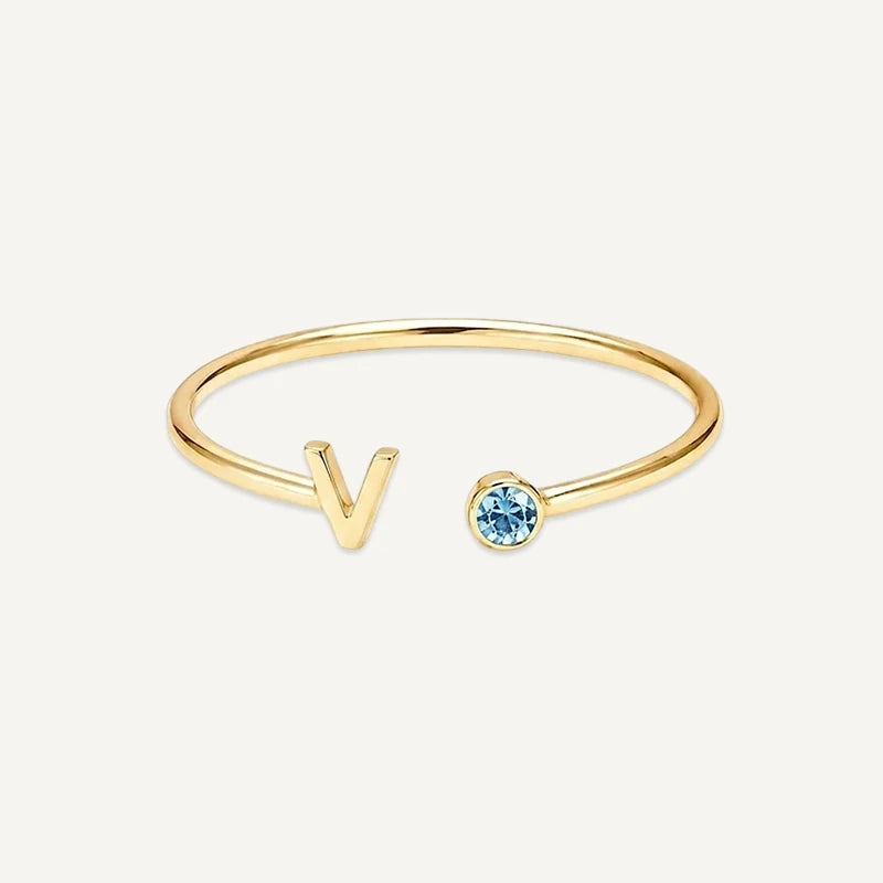 Bague Initiale avec Pierre de Naissance Or V