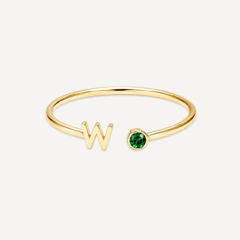 Bague Initiale avec Pierre de Naissance Or W