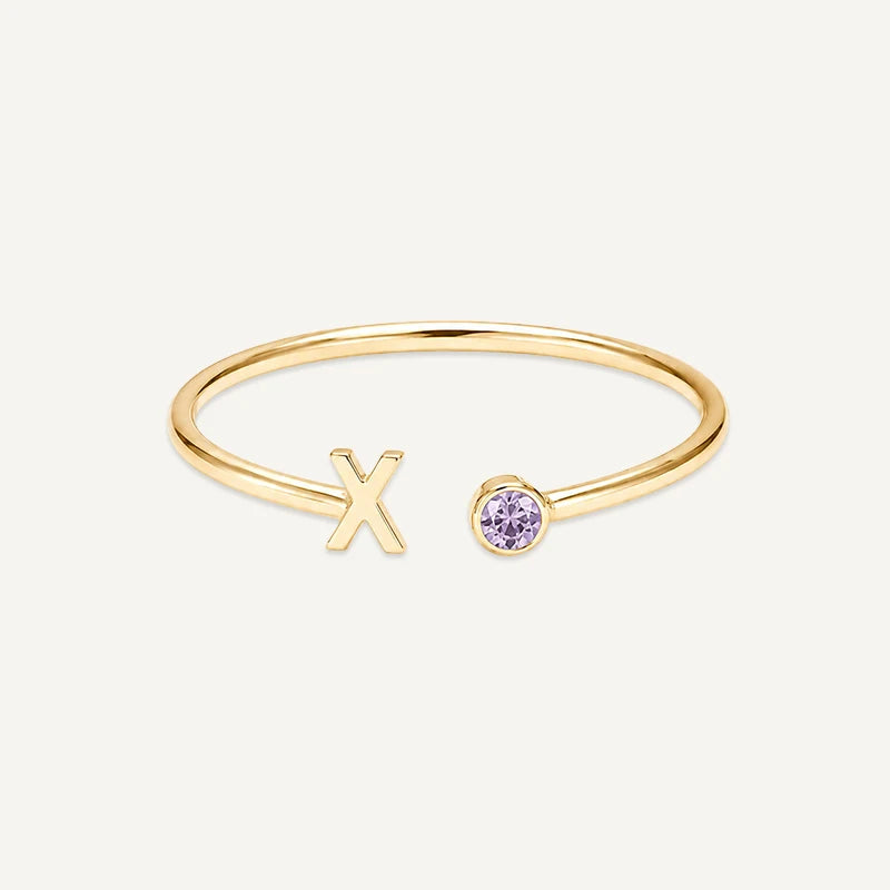 Bague Initiale avec Pierre de Naissance Or X