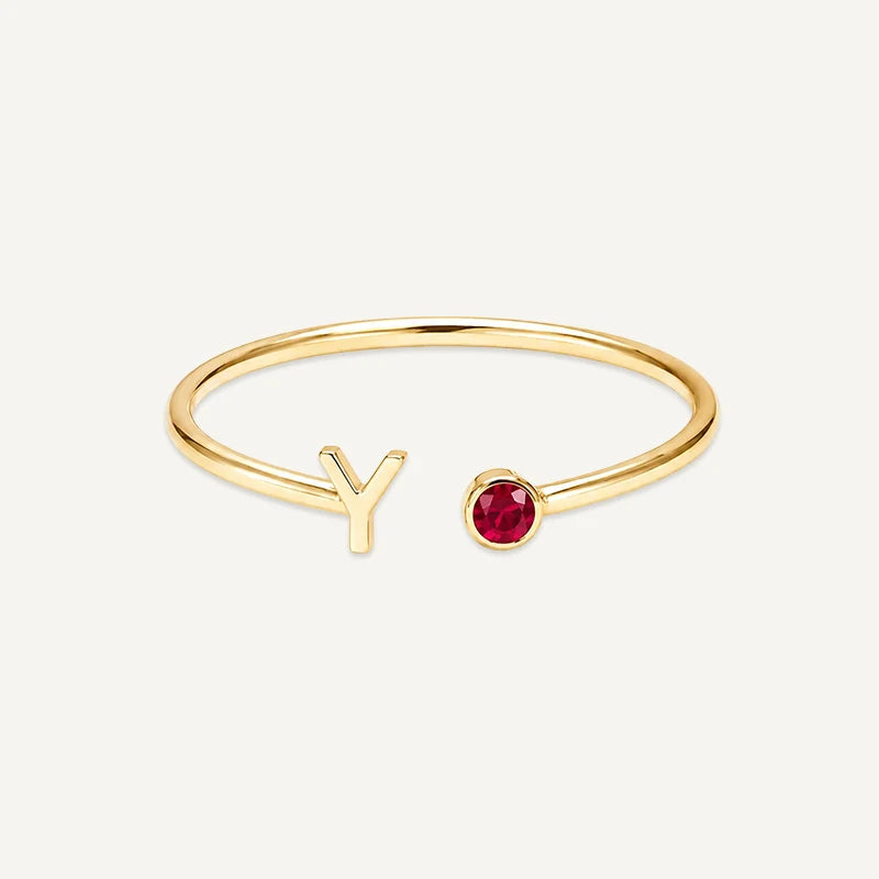 Bague Initiale avec Pierre de Naissance Or Y