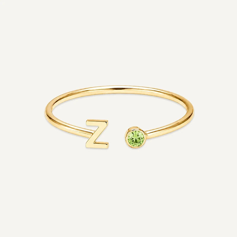 Bague Initiale avec Pierre de Naissance Or Z