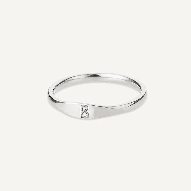 Bague Initiale Gravé Argent B