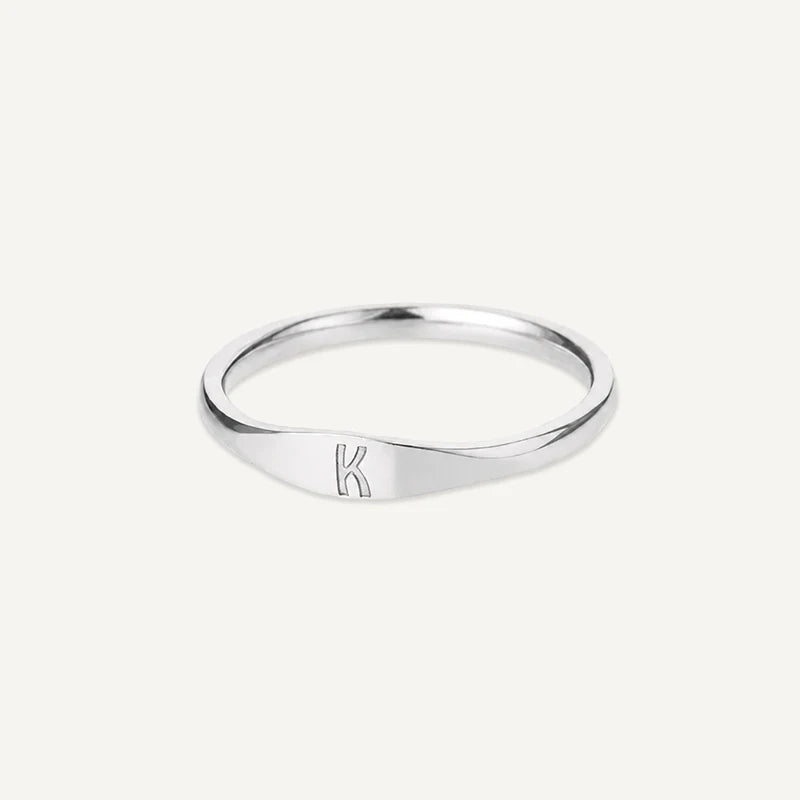Bague Initiale Gravé Argent K
