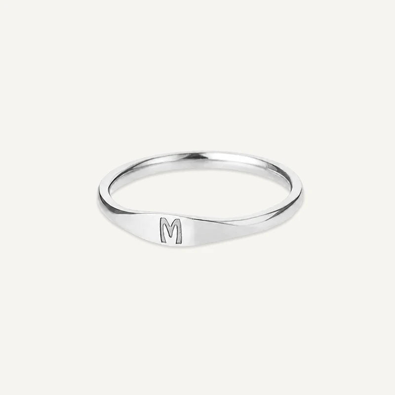 Bague Initiale Gravé Argent M