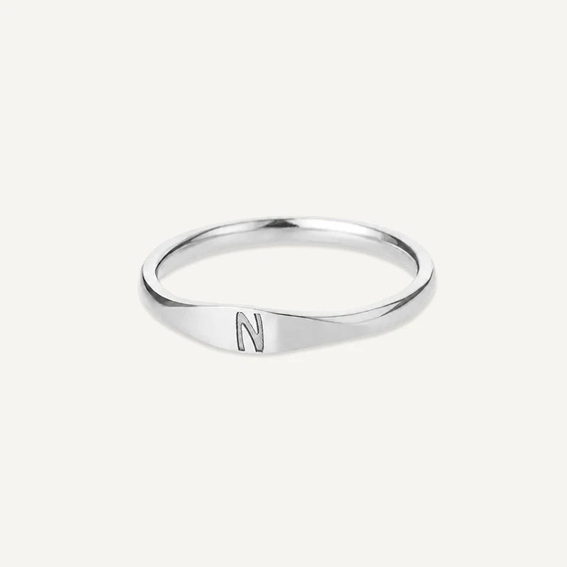 Bague Initiale Gravé Argent N