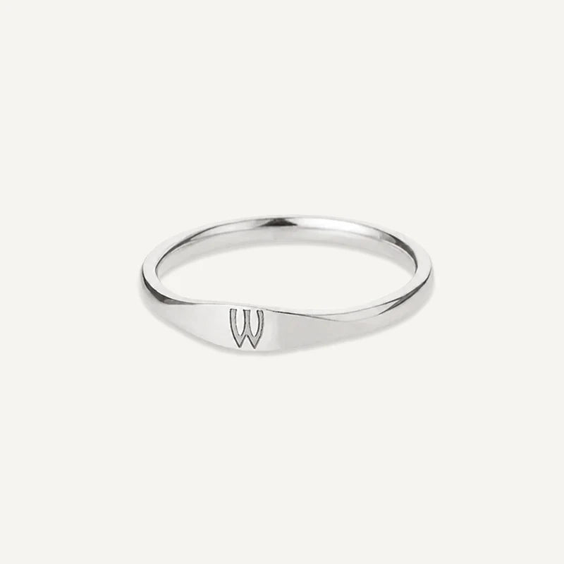 Bague Initiale Gravé Argent W
