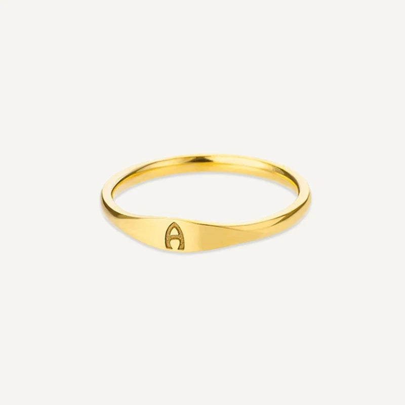 Bague Initiale Gravé Or A