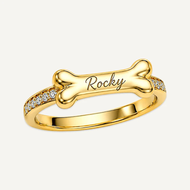 Bague Os de Chien Prénom Personnalisé Or