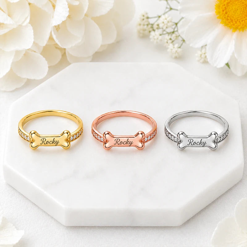 Bague Os de Chien Prénom Personnalisé