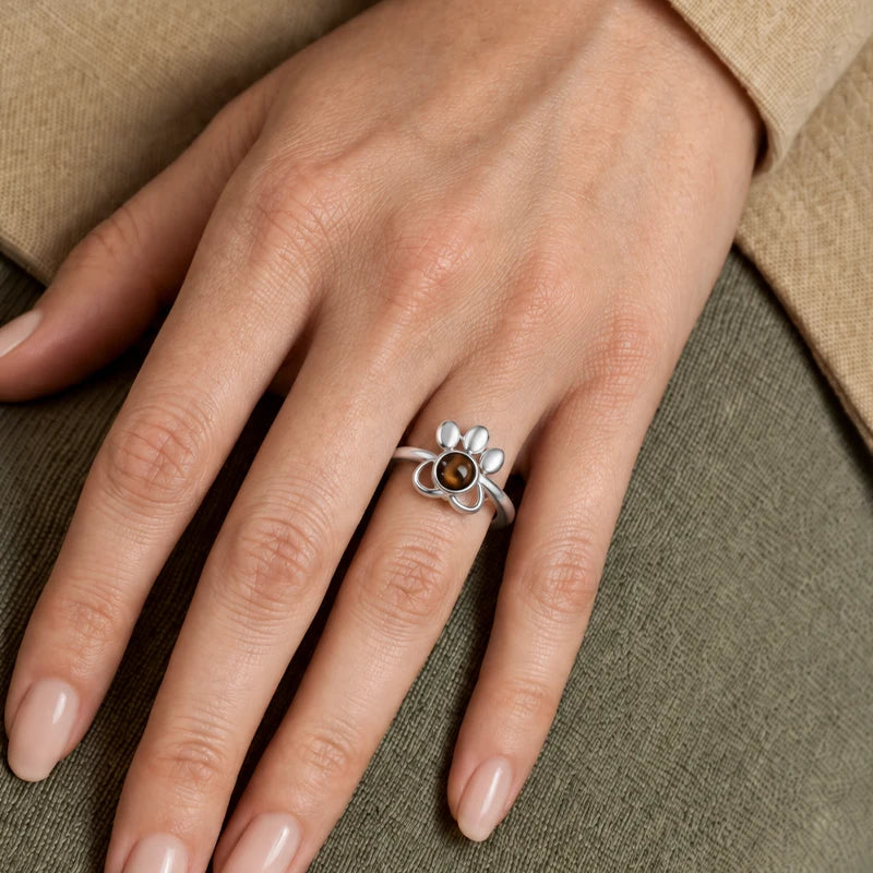 Bague Photo Projection Patte de Chien Argent Femme