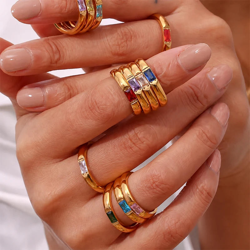 Bague Pierre de Naissance Rectangle Femme