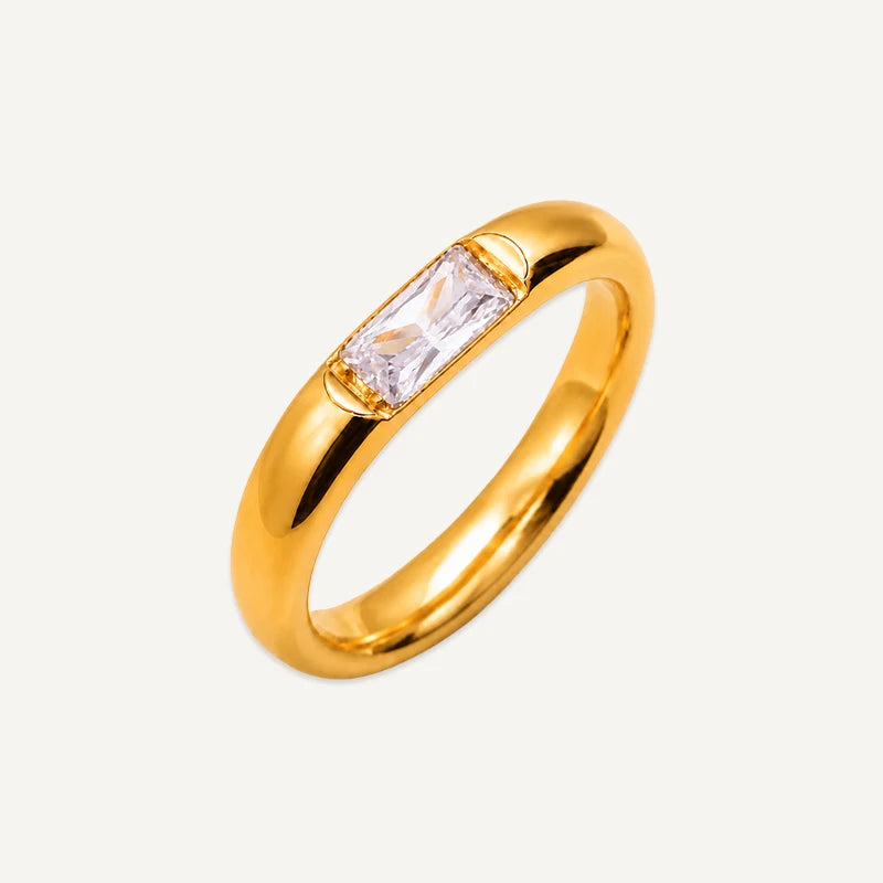 Bague Pierre de Naissance Rectangle Or Avril