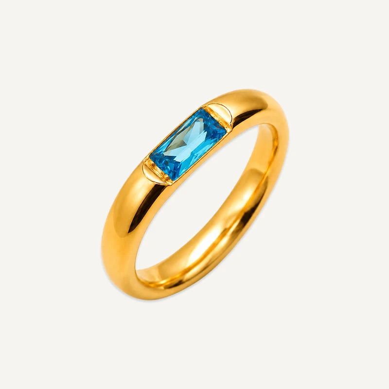 Bague Pierre de Naissance Rectangle Or Décembre