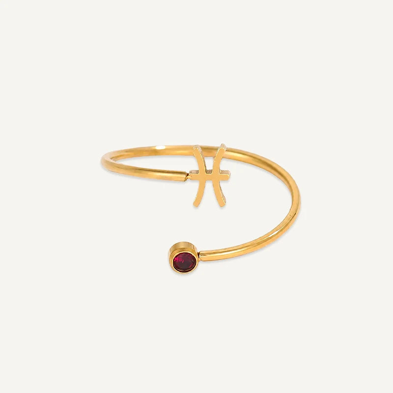Bague Signe Astrologique avec Pierre de Naissance Poissons