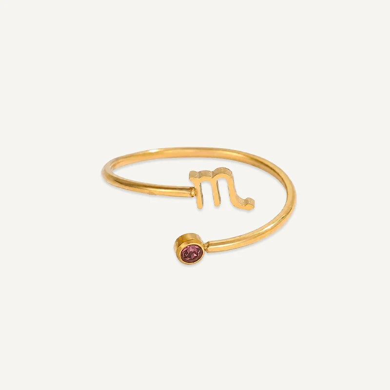 Bague Signe Astrologique avec Pierre de Naissance Sorpion