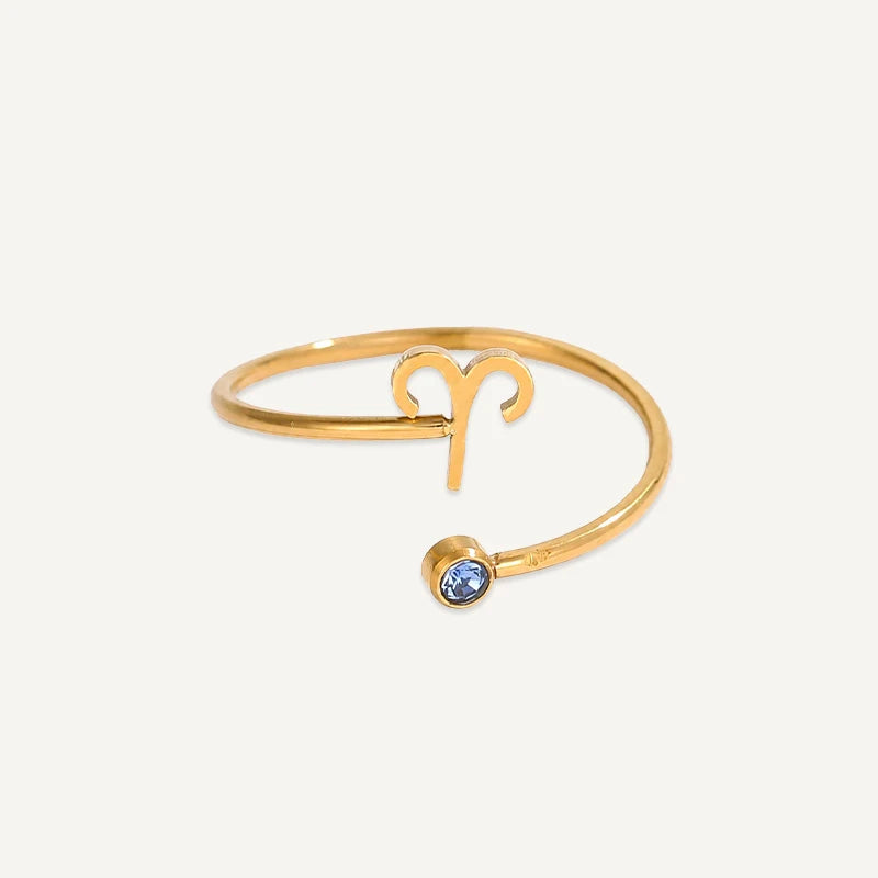 Bague Signe Astrologique avec Pierre de Naissance Bélier