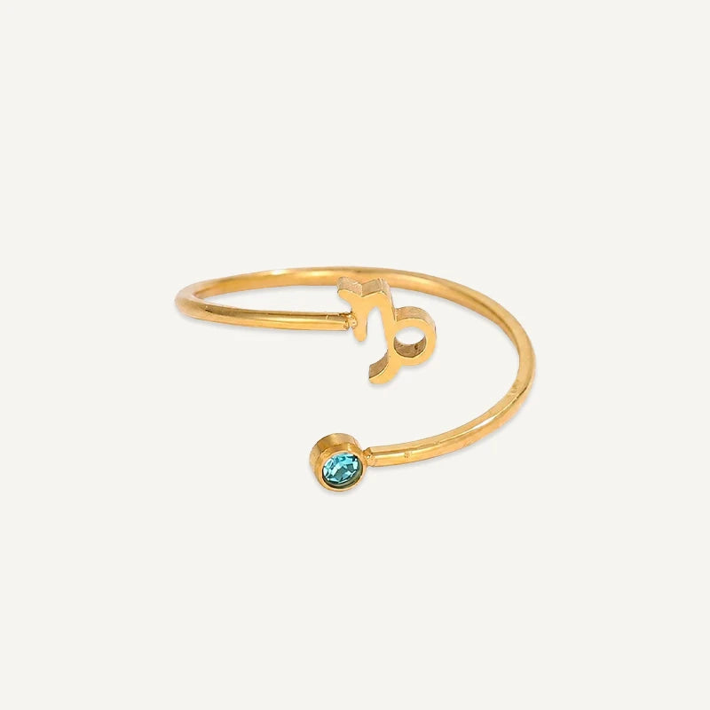 Bague Signe Astrologique avec Pierre de Naissance Capricorne
