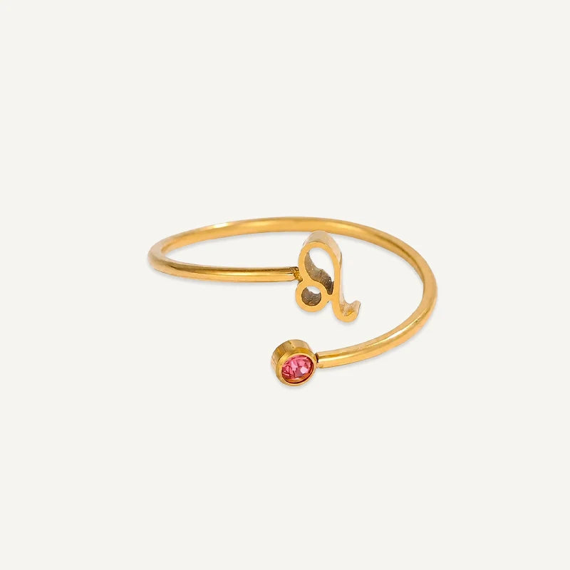 Bague Signe Astrologique avec Pierre de Naissance Lion