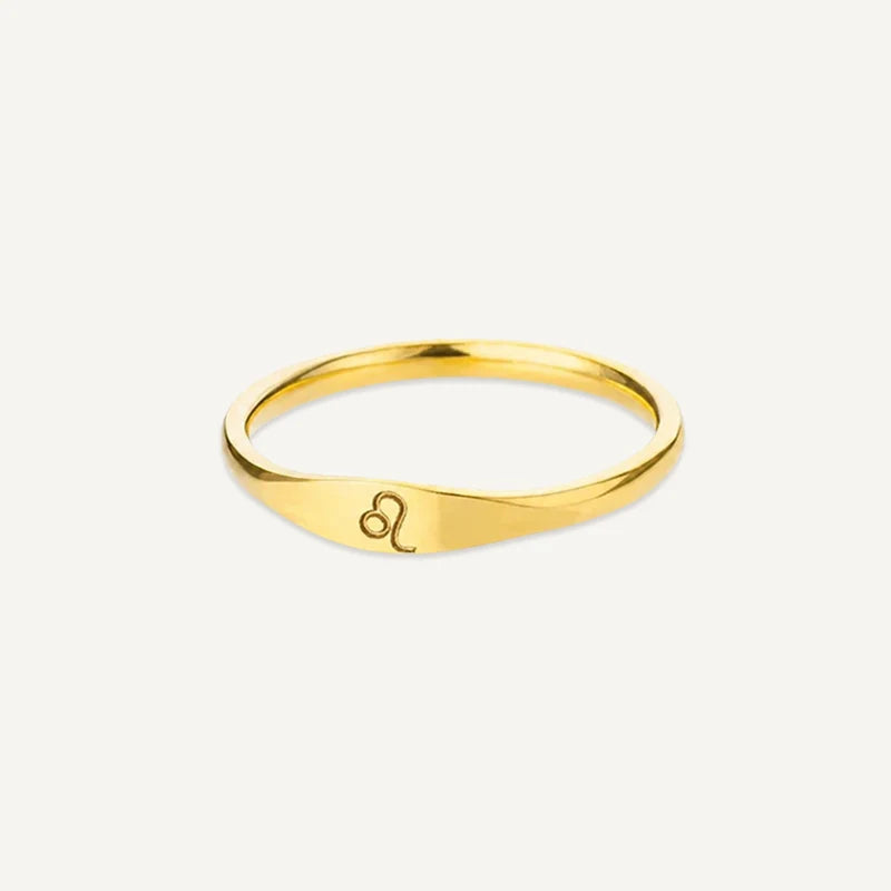 Bague Signe Astrologique Gravé Lion