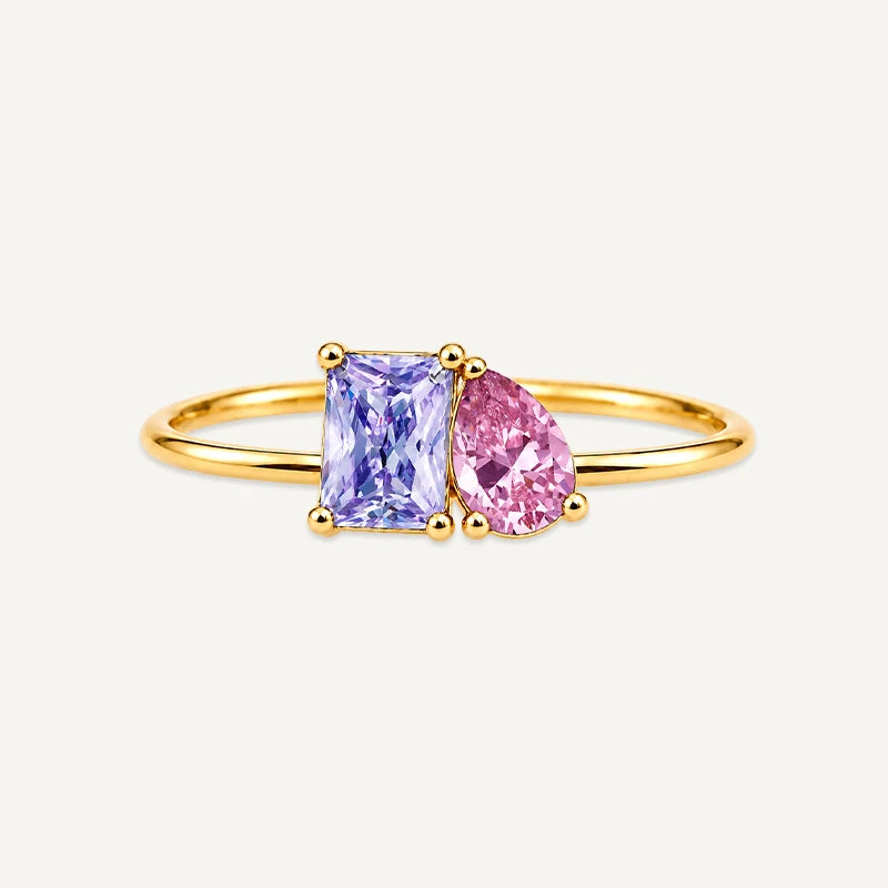 Bague Toi et Moi Pierres de Naissance Or
