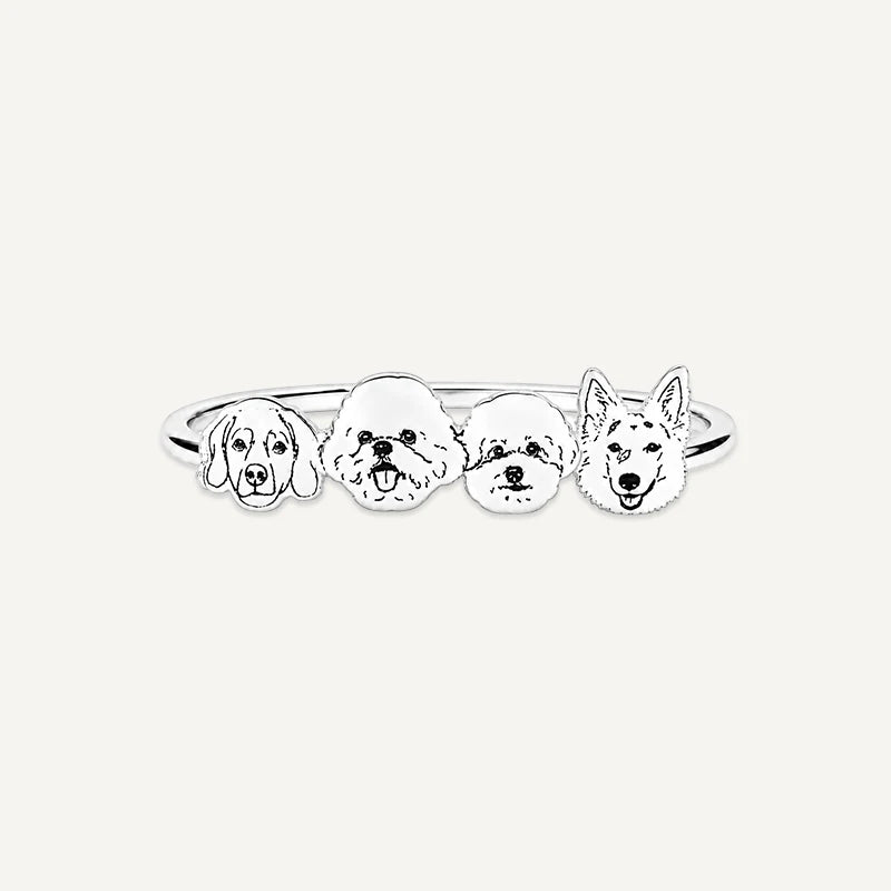 Bague Visage d’Animal Argent 4 Visages