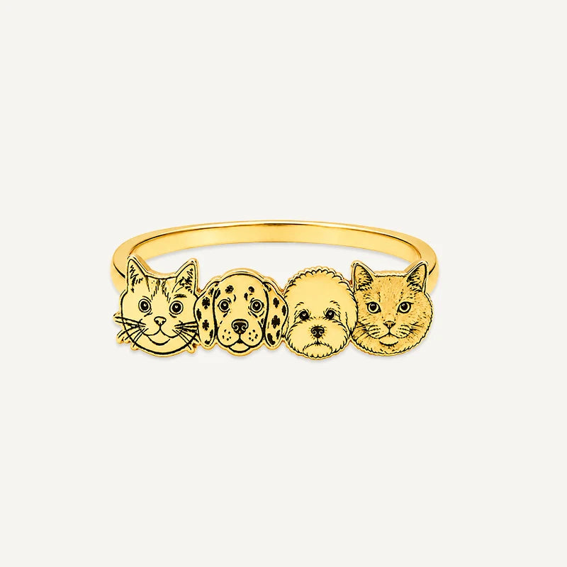 Bague Visage d’Animal Or 4 Visages