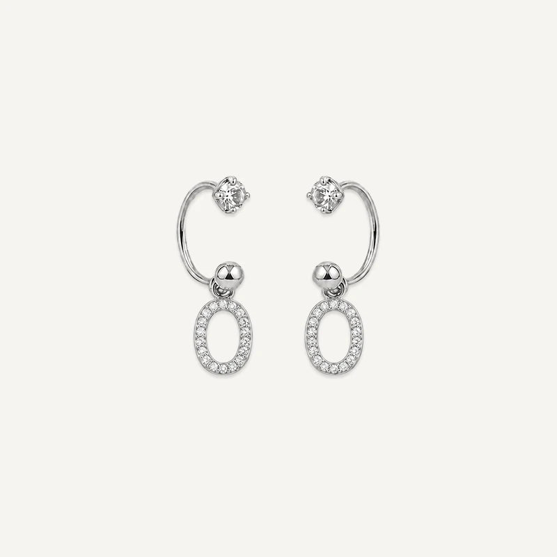 Boucles d'Oreilles Créole Initiale Strass Argent O