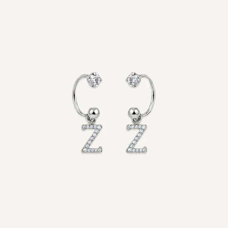 Boucles d'Oreilles Créole Initiale Strass Argent Z