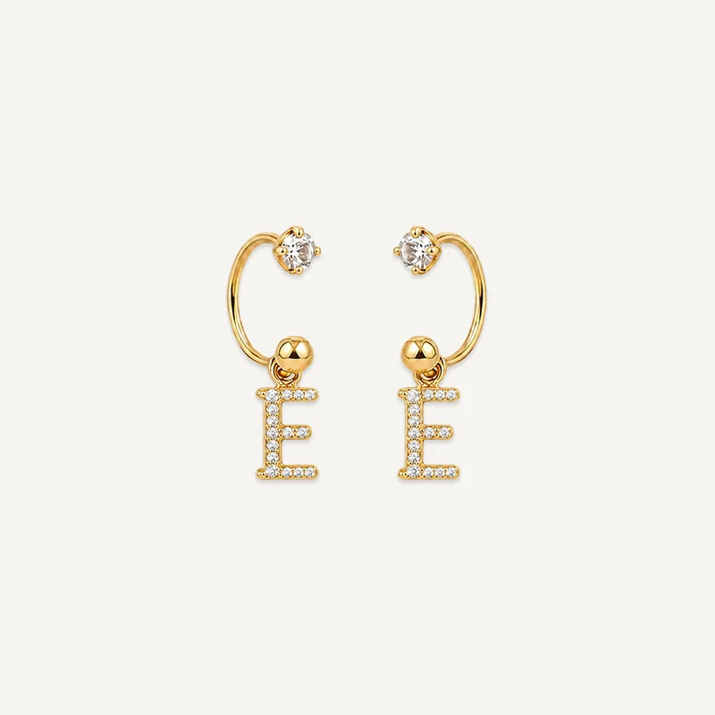 Boucles d'Oreilles Créole Initiale Strass Or E