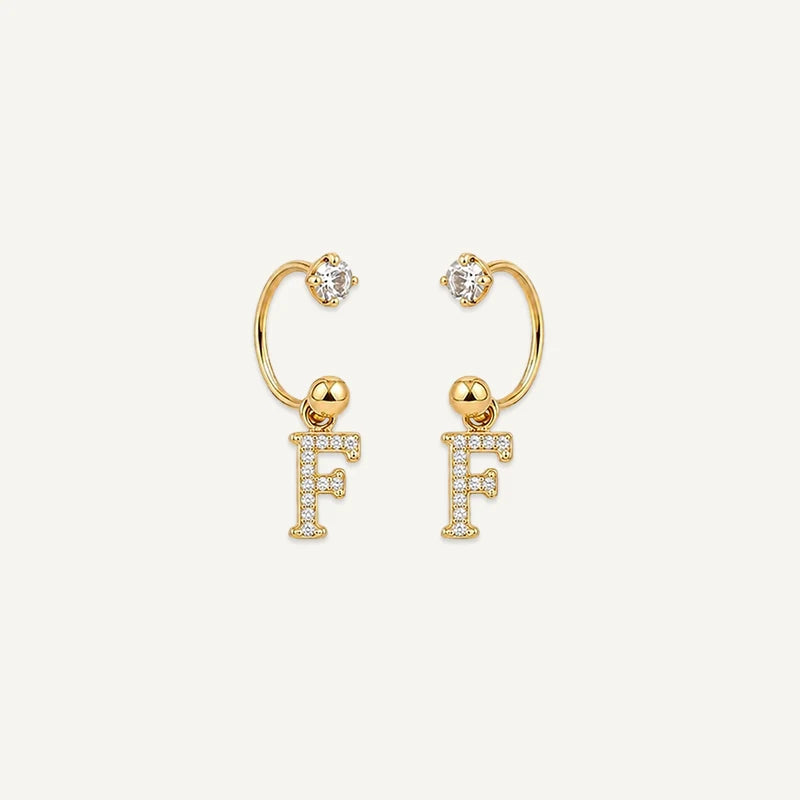 Boucles d'Oreilles Créole Initiale Strass Or F