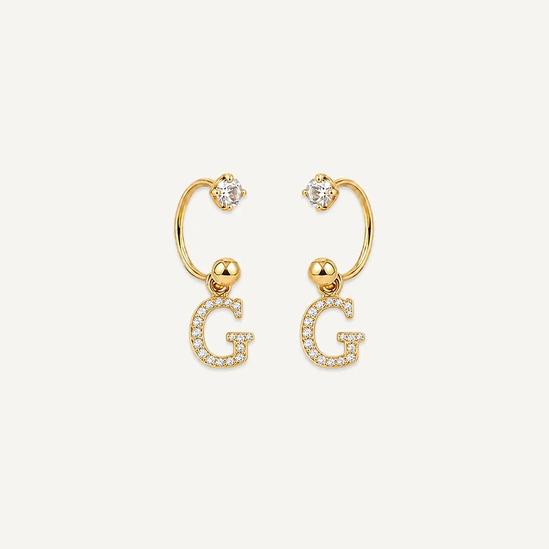 Boucles d'Oreilles Créole Initiale Strass Or G