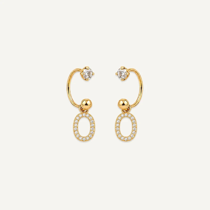 Boucles d'Oreilles Créole Initiale Strass Or O