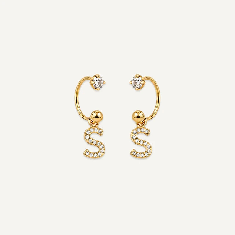 Boucles d'Oreilles Créole Initiale Strass Or S