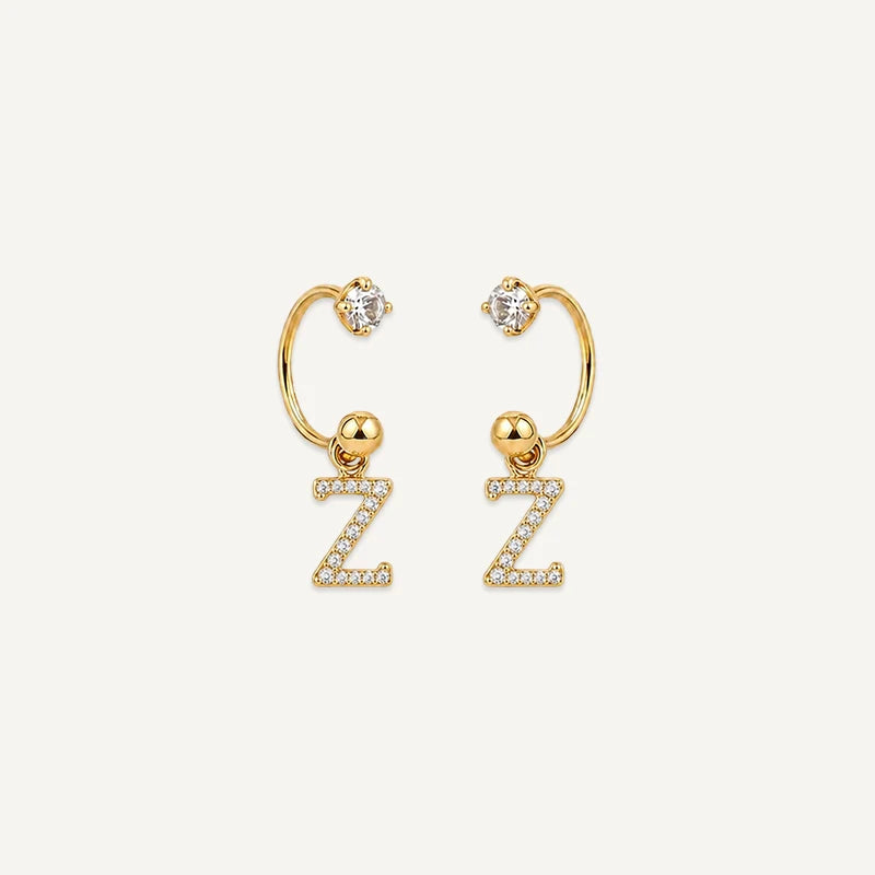 Boucles d'Oreilles Créole Initiale Strass Or Z