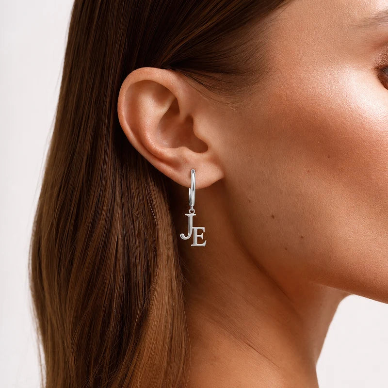 Boucles d'oreilles Créoles Initiales Argent Femme